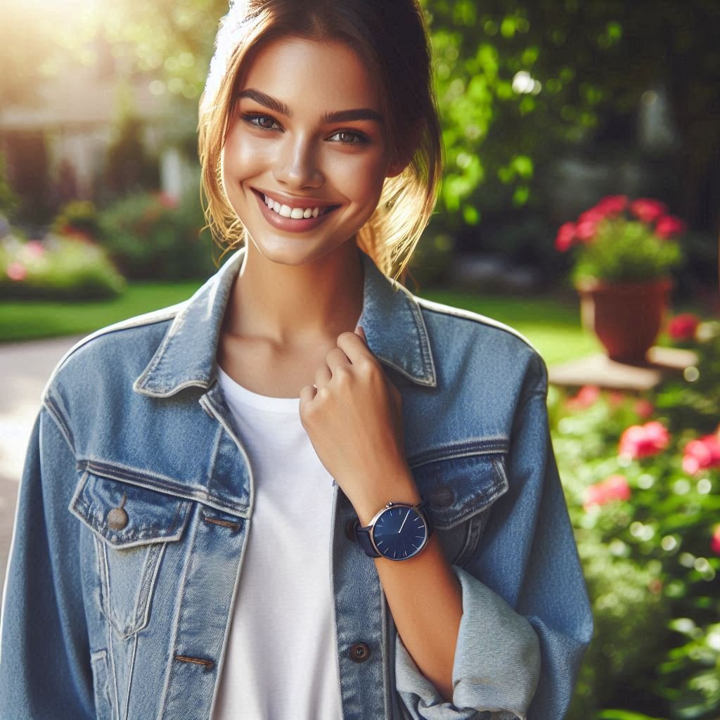 Denim strap casual watch for girls