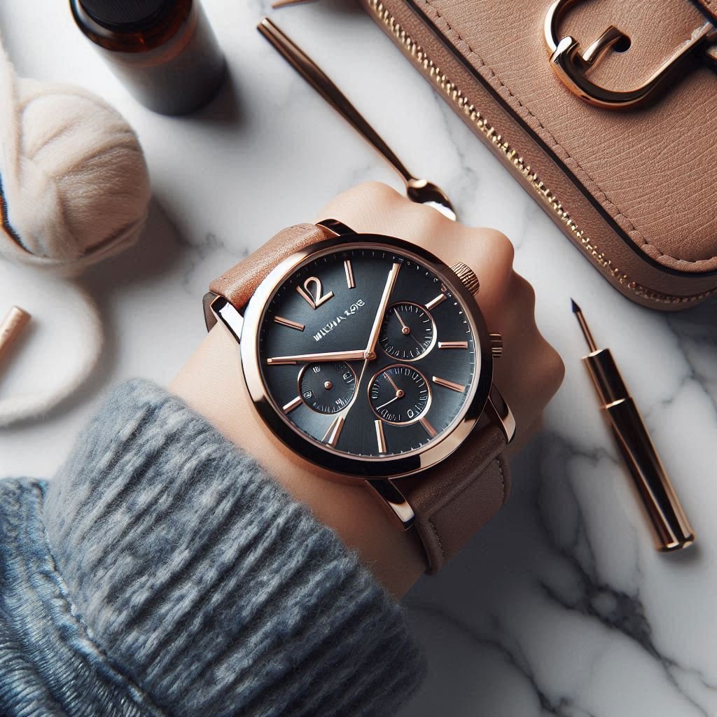 Oversized rose gold women’s watch