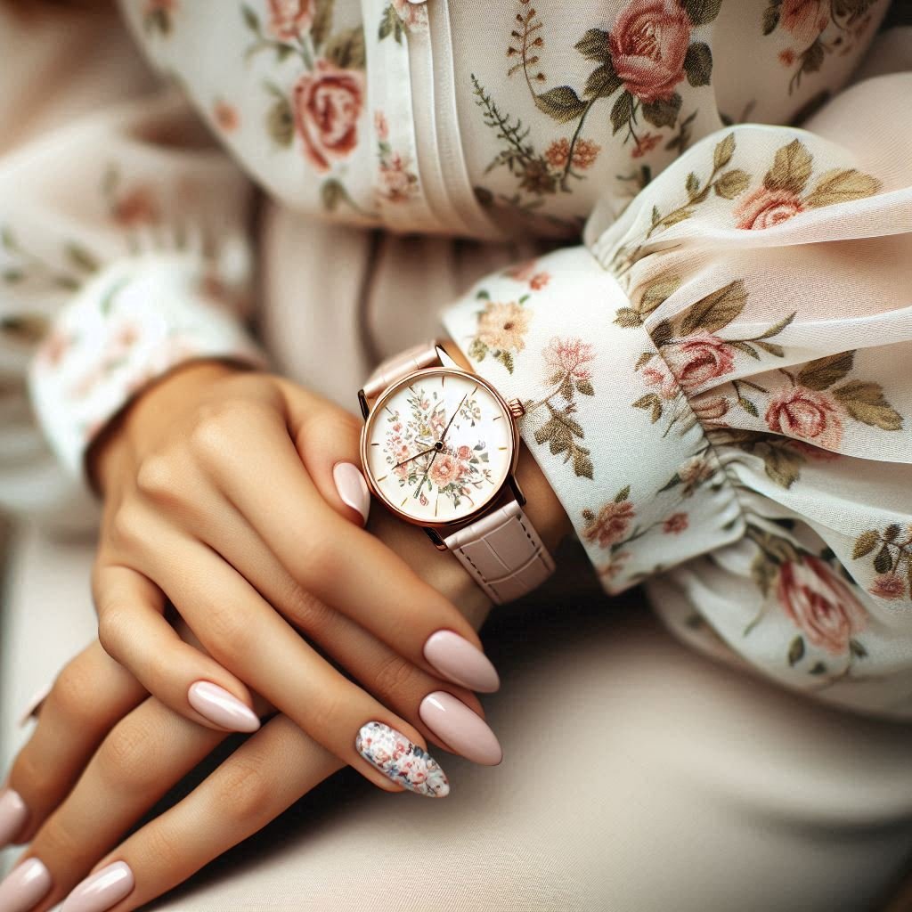 Floral print ladies watch