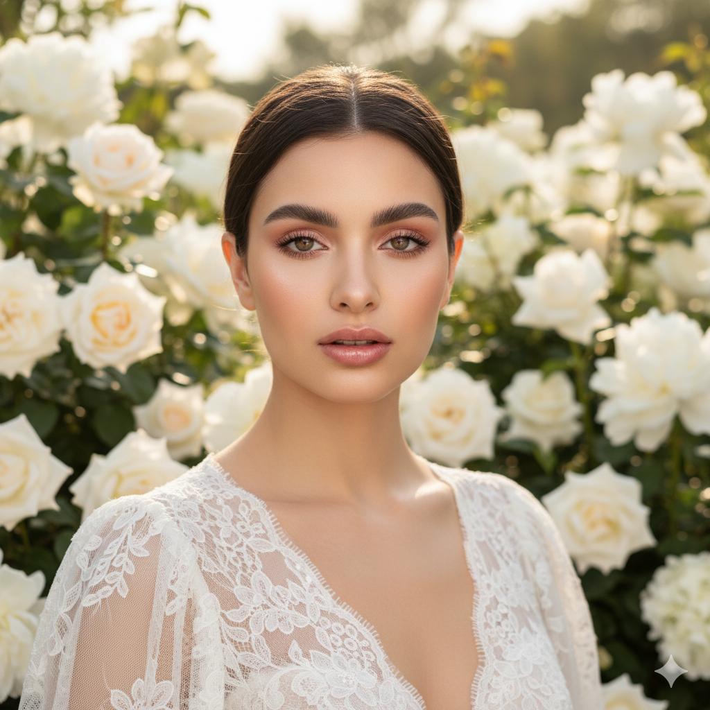 Close-up of brown eyeshadow and mascara.