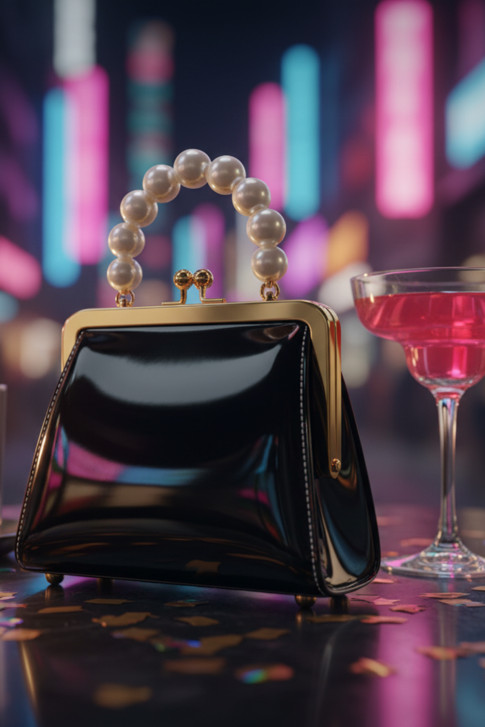 Black handbag for party