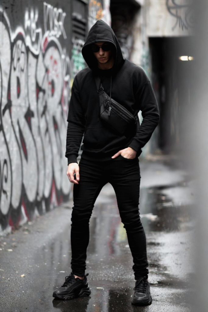 Man in black hoodie and jeans