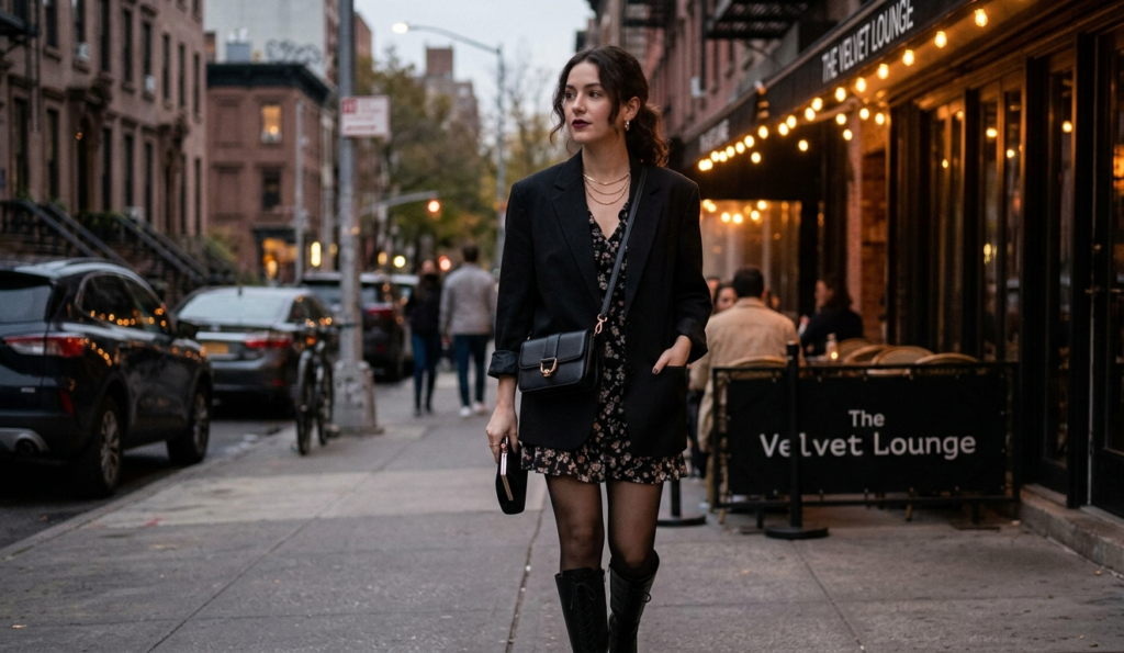 date night outfit ideas women blazer mini dress