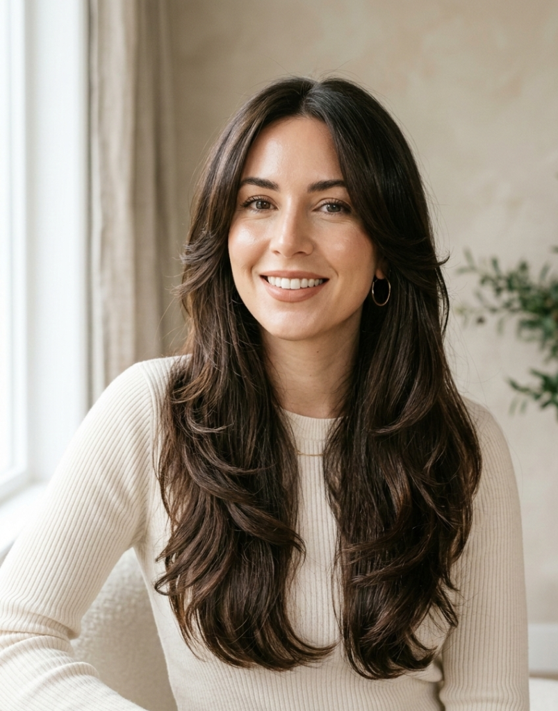 Long layered haircut style for women