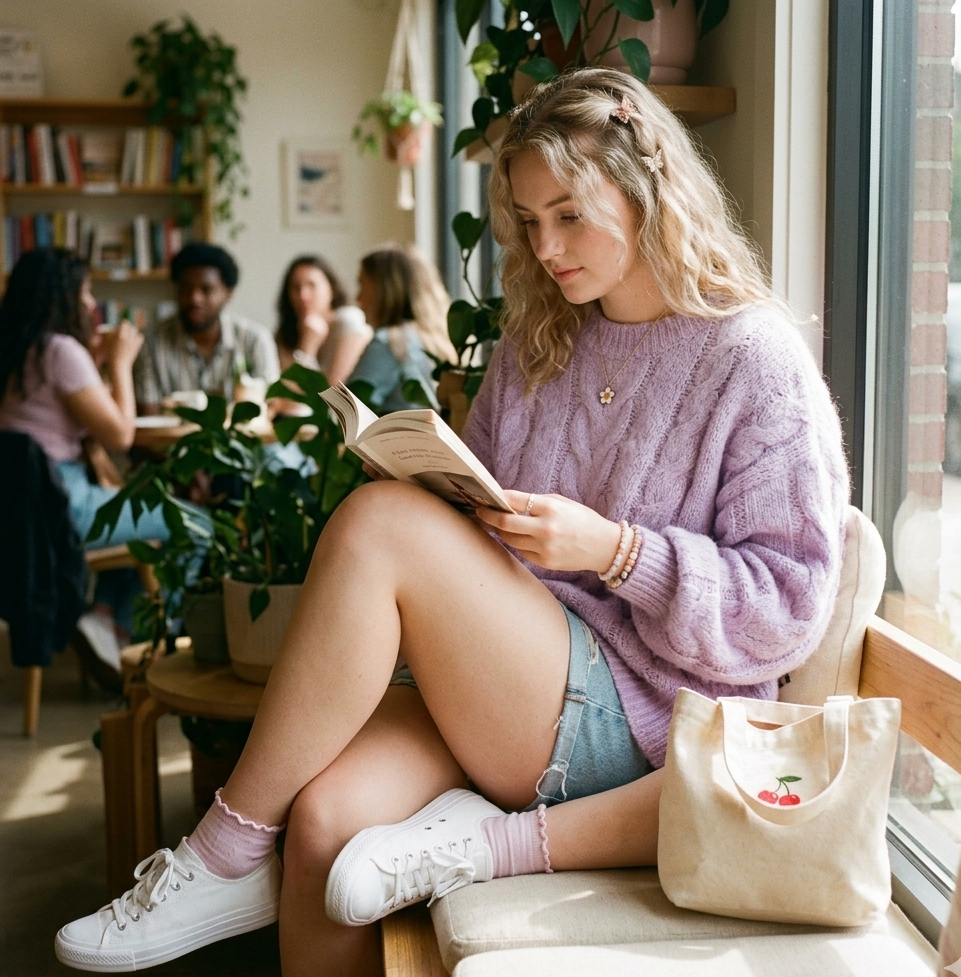 soft girl aesthetic outfits oversized sweater style