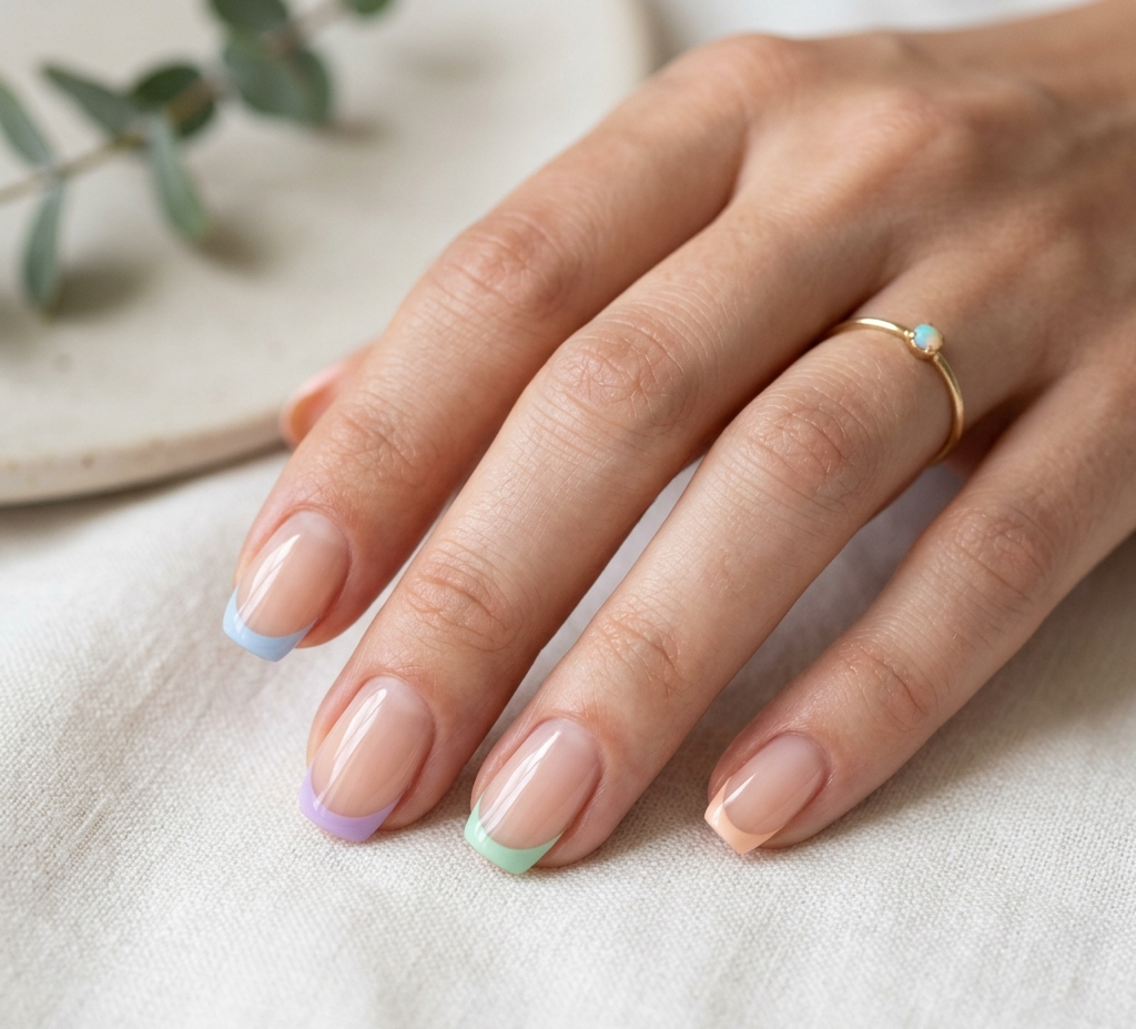 simple nail art designs french tip pastel nails