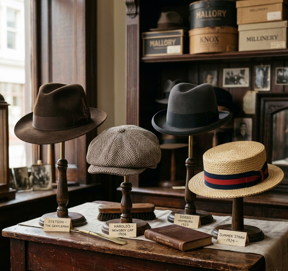 1920s men's fashion hats fedora and newsboy cap