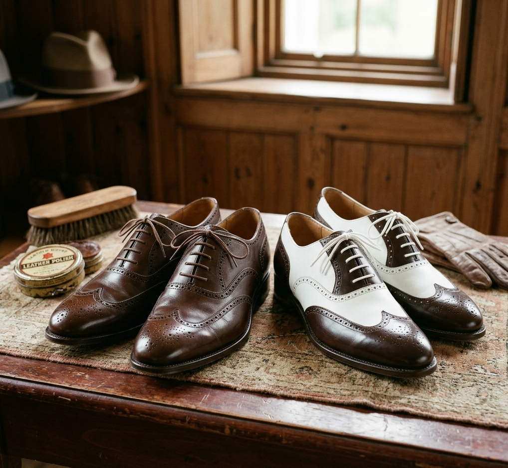 1920s men's Oxford shoes and spectator shoes