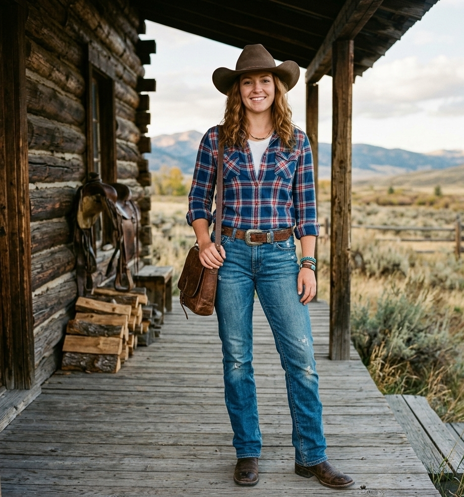 plaid shirt jeans country concert outfit
