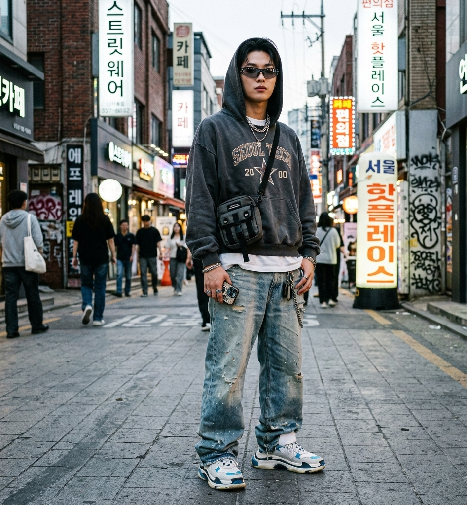 modern Y2K fashion styling for men