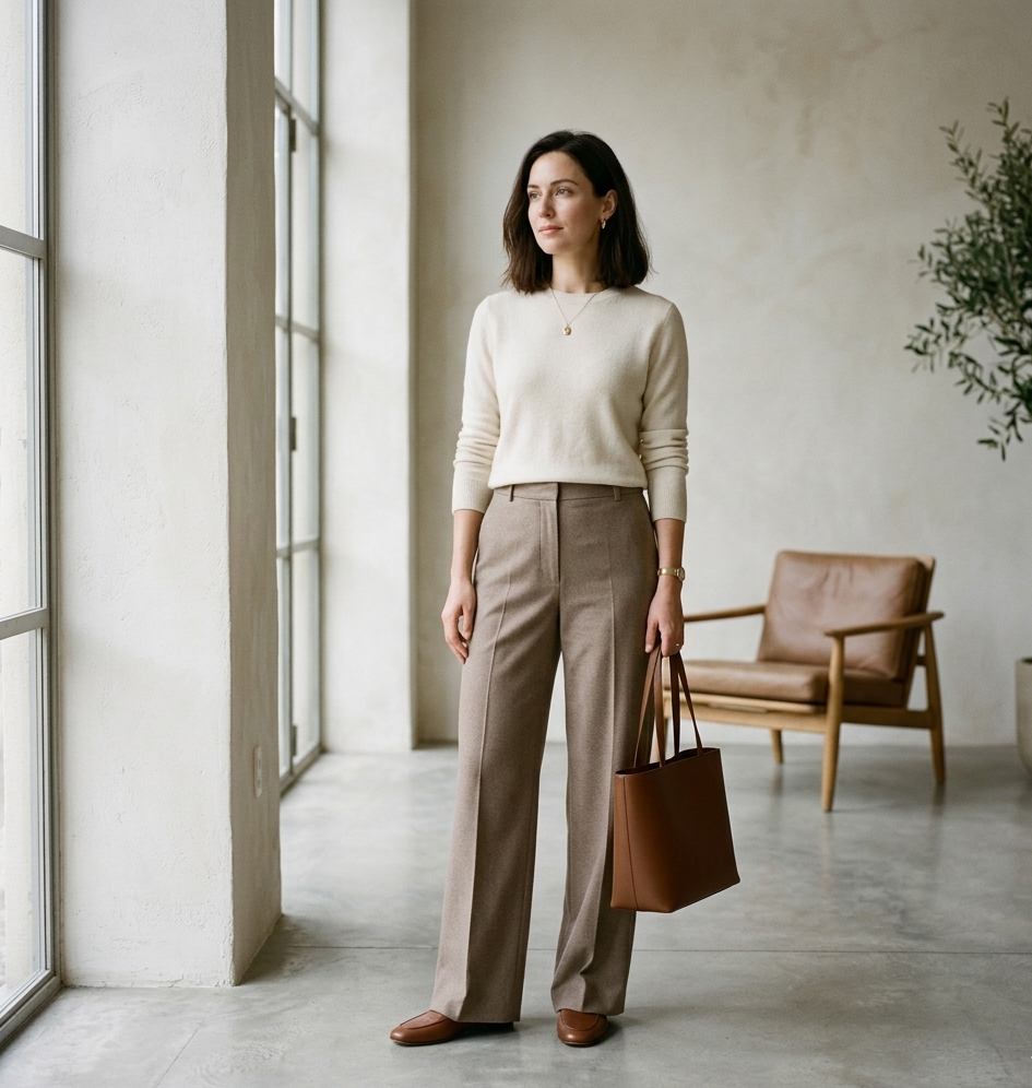 quiet luxury outfits women cashmere sweater style