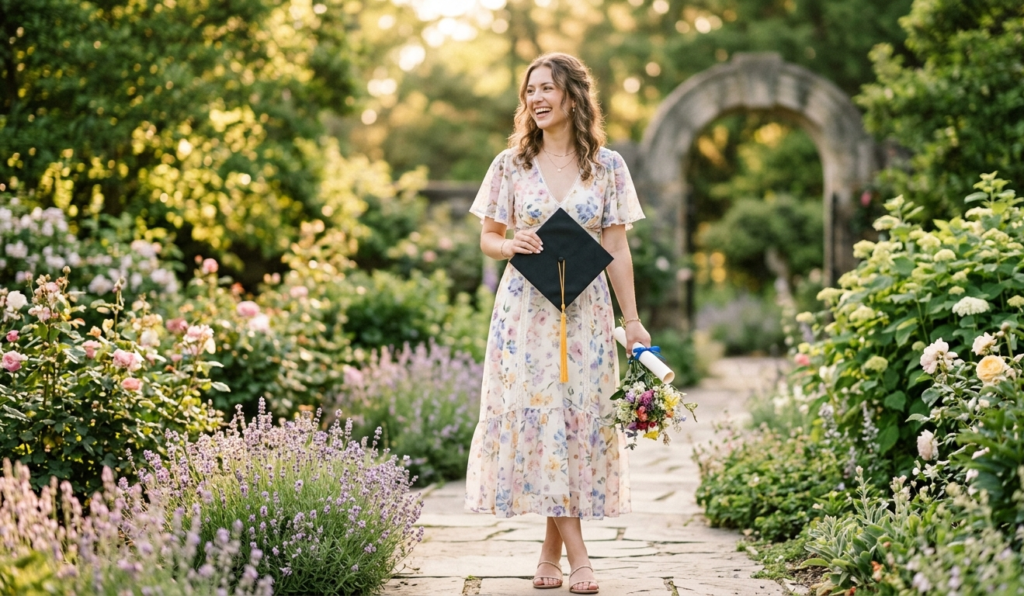 graduation outfit ideas for women floral dress