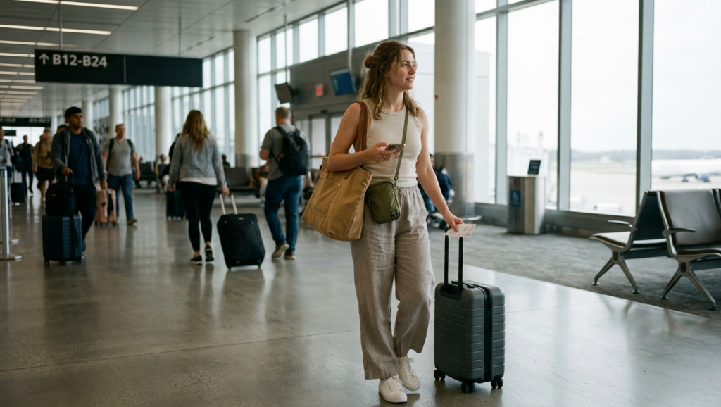 summer travel outfit ideas women linen pants