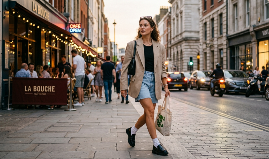 summer outfit ideas women blazer with shorts