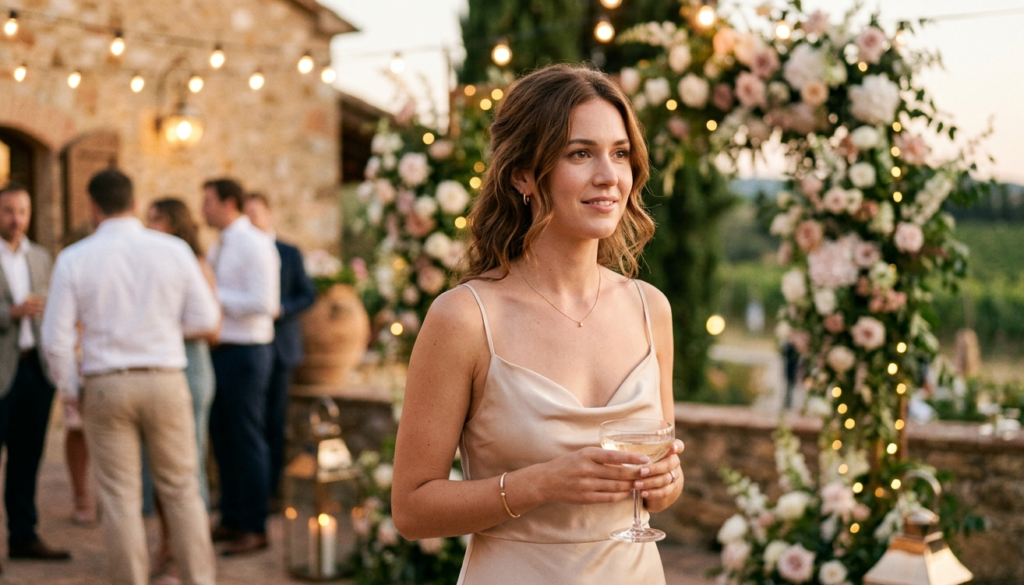 wedding guest outfit ideas for women satin slip dress