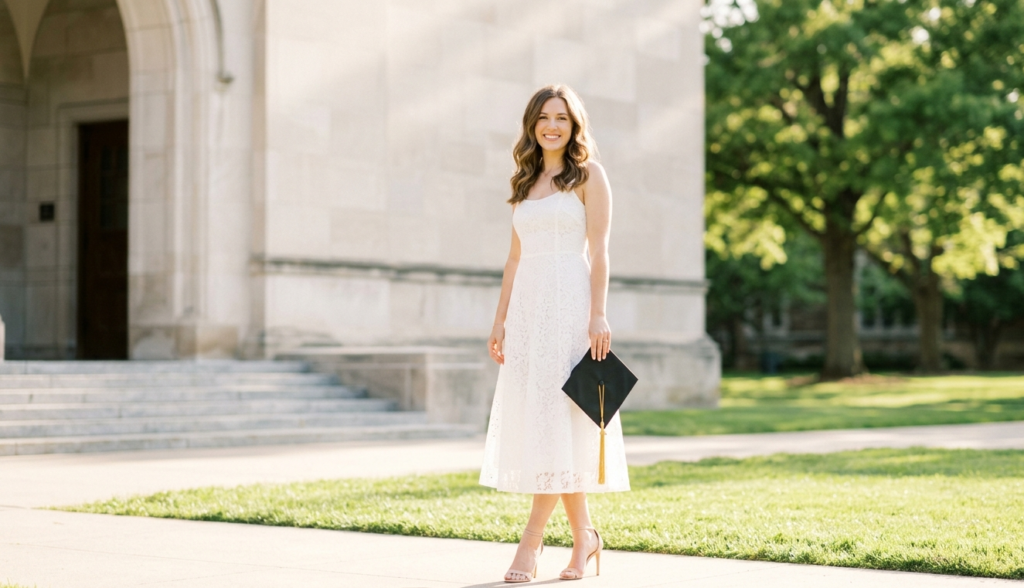 graduation outfit ideas for women white dress heels