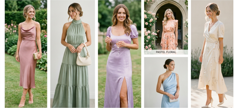 wedding guest outfit ideas for women collage 2026